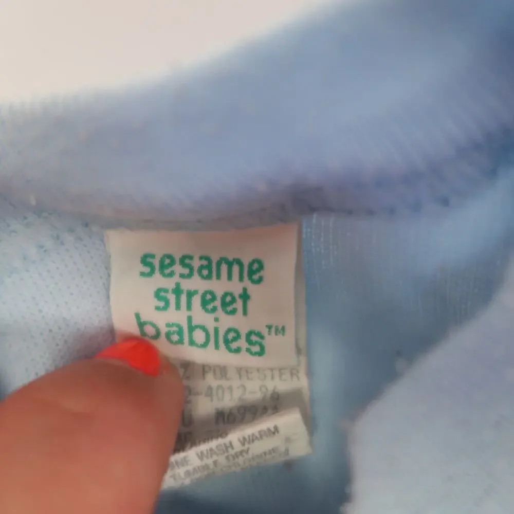 Vintage Sesame Street Babies Blue One Piece Zip Pajama 6 Months